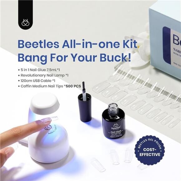 Gel Nail Kit Easy Nail Extension Set With 500Pcs Medium Coffin Shaped Tips - Picture 2 of 7